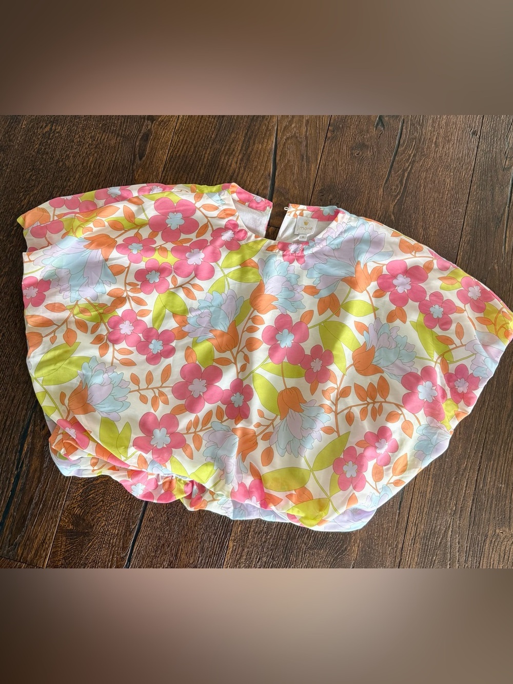 J. Marie Floral Baloon Top in Pink, Orange & Light Blue